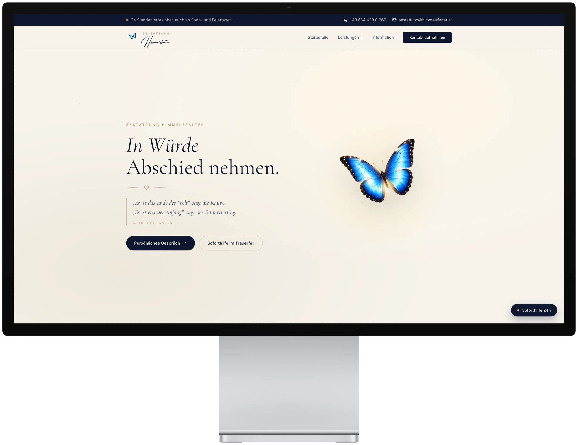 Projekt Bestattung Himmelsfalter – Bestattungsunternehmen Webauftritt
